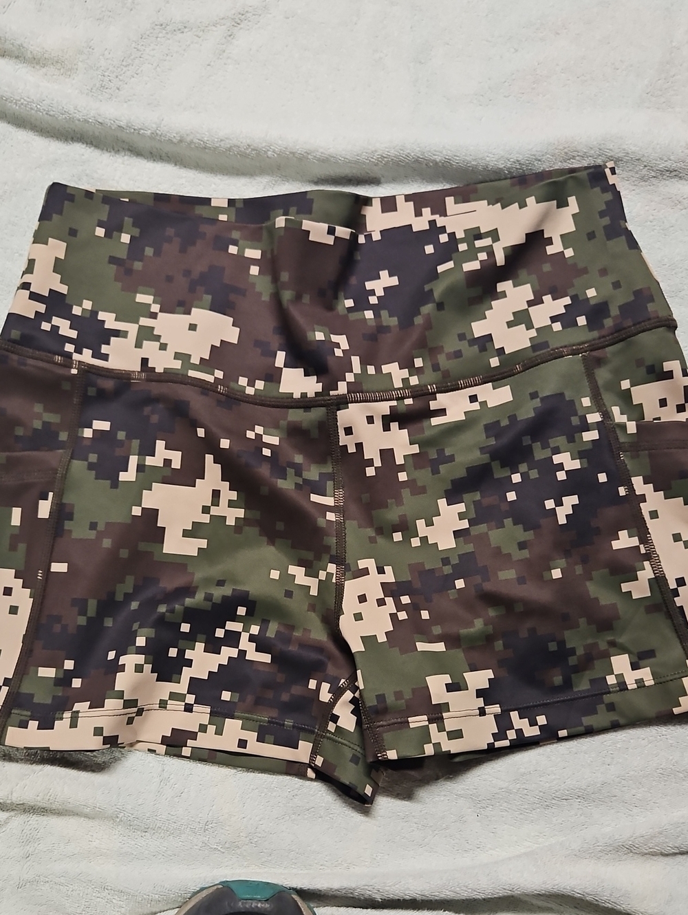 Constantly Varied Gear Women’s Digital Camo Bike Shorts in Green, Tan, Black